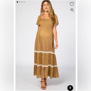 Pinkblush Gold Floral Maternity Maxi Dress